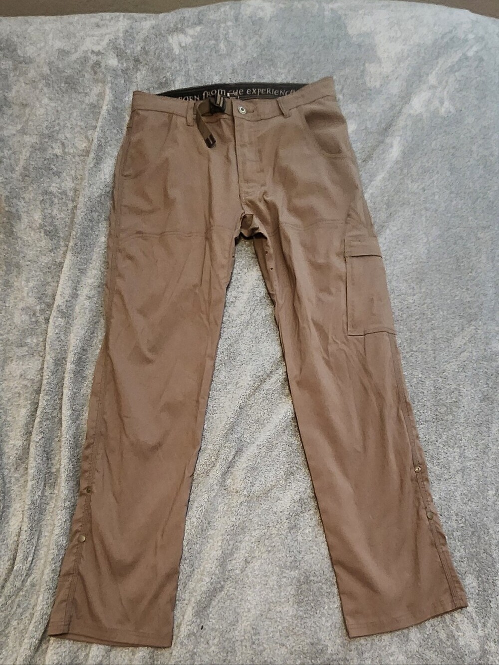 Prana Women’s Khaki Hiking Travel Pants 32x32 Button Up Legs Ventilated Outdoor - Picture 2 of 11
